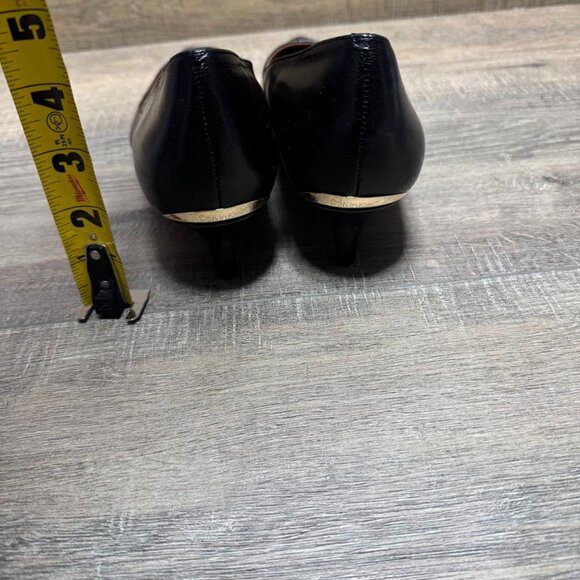 Calvin Klein Gabrianna Black Leather Kitten Heel Pumps Women's Size 9 - Picture 3 of 6